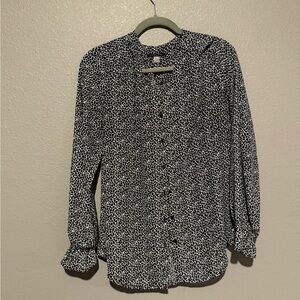 T Tahari Monochrome Abstract Print Top